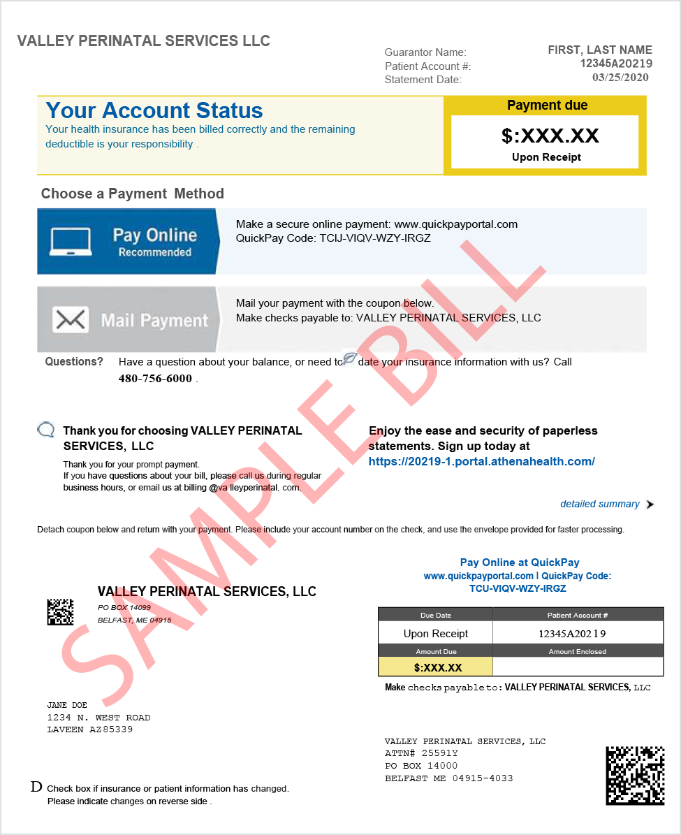 View Sample Athenahealth<br/>Billing Statement